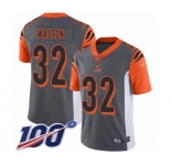 Youth Cincinnati Bengals #32 Mark Walton Limited Silver Inverted Legend 100th Season Football Jersey