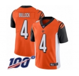 Youth Cincinnati Bengals #4 Randy Bullock Orange Alternate Vapor Untouchable Limited Player 100th Season Football Jersey