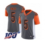 Youth Cincinnati Bengals #5 Ryan Finley Limited Silver Inverted Legend 100th Season Football Jersey