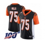 Youth Cincinnati Bengals #75 Jordan Willis Black Team Color Vapor Untouchable Limited Player 100th Season Football Jersey