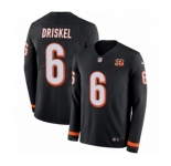 Youth Nike Cincinnati Bengals #6 Jeff Driskel Limited Black Therma Long Sleeve NFL Jersey