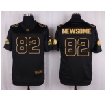 Nike Cleveland Browns #82 Ozzie Newsome Black Pro Line Gold Collection Jersey[Elite]