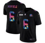 Cleveland Browns #6 Baker Mayfield Men's Nike Multi-Color Black 2020 NFL Crucial Catch Vapor Untouchable Limited Jersey