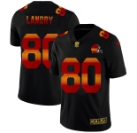 Cleveland Browns #80 Jarvis Landry Men's Black Nike Red Orange Stripe Vapor Limited NFL Jersey