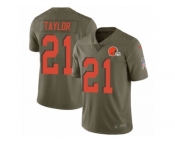 Men Nike Cleveland Browns #21 Jamar Taylor Limited Olive 2017 Salute to Service NFL Jersey
