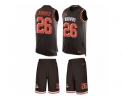 Men Nike Cleveland Browns #26 Derrick Kindred Limited Brown Tank Top Suit NFL Jersey
