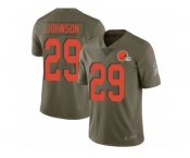 Men Nike Cleveland Browns #29 Duke Johnson Limited Olive 2017 Salute to Service NFL Jersey