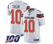 Men's Cleveland Browns #10 Taywan Taylor White Vapor Untouchable Limited Player 100th Season Football Jersey