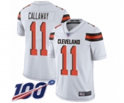 Men's Cleveland Browns #11 Antonio Callaway White Vapor Untouchable Limited Player 100th Season Football Jersey