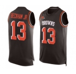 Men's Cleveland Browns #13 Odell Beckham Jr. Limited Brown Player Name & Number Tank Top Football Jersey