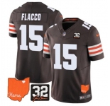 Men's Cleveland Browns #15 Joe Flacco Brown 2025 F.U.S.E. With Jim Brown Memorial & Home Patch Vapor Limited Football Stitched Jersey