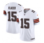Men's Cleveland Browns #15 Joe Flacco White 2023 F.U.S.E. Vapor Limited Football Stitched Jersey