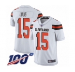 Men's Cleveland Browns #15 Ricardo Louis White Vapor Untouchable Limited Player 100th Season Football Jersey