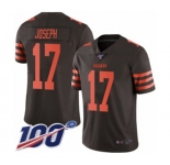 Men's Cleveland Browns #17 Greg Joseph Limited Brown Rush Vapor Untouchable 100th Season Football Jersey