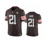 Men's Cleveland Browns #21 Denzel Ward Brown 2023 F.U.S.E. With Jim Brown Memorial Patch Vapor Untouchable Limited Football Stitched Jersey