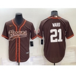 Men's Cleveland Browns #21 Denzel Ward Brown Stitched Cool Base Nike Baseball Jersey