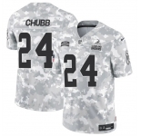 Men's Cleveland Browns #24 Nick Chubb 2024 F.U.S.E Arctic Camo Salute To Service Limited Stitched Football Jersey