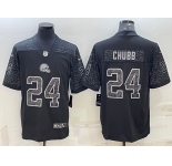 Men's Cleveland Browns #24 Nick Chubb Black Reflective Limited Stitched Football Jersey