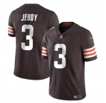 Men's Cleveland Browns #3 Jerry Jeudy Brown Vapor Limited Football Stitched Jersey