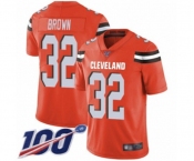 Men's Cleveland Browns #32 Jim Brown Orange Alternate Vapor Untouchable Limited Player 100th Season Football Jersey