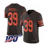 Men's Cleveland Browns #39 Terrance Mitchell Limited Brown Rush Vapor Untouchable 100th Season Football Jersey