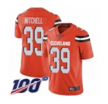 Men's Cleveland Browns #39 Terrance Mitchell Orange Alternate Vapor Untouchable Limited Player 100th Season Football Jersey
