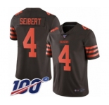 Men's Cleveland Browns #4 Austin Seibert Limited Brown Rush Vapor Untouchable 100th Season Football Jersey