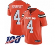 Men's Cleveland Browns #4 Austin Seibert Orange Alternate Vapor Untouchable Limited Player 100th Season Football Jersey