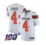Men's Cleveland Browns #4 Austin Seibert White Vapor Untouchable Limited Player 100th Season Football Jersey