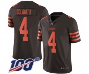 Men's Cleveland Browns #4 Britton Colquitt Limited Brown Rush Vapor Untouchable 100th Season Football Jersey