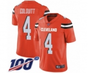 Men's Cleveland Browns #4 Britton Colquitt Orange Alternate Vapor Untouchable Limited Player 100th Season Football Jersey