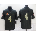 Men's Cleveland Browns #4 Deshaun Watson Black Salute to Service Limited Stitched Jersey