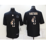 Men's Cleveland Browns #4 Deshaun Watson Black Statue of Liberty Limited Stitched Jersey