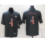 Men's Cleveland Browns #4 Deshaun Watson Grey Salute To Service USA Flag Fashion Limited Stitched Jersey