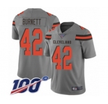 Men's Cleveland Browns #42 Morgan Burnett Limited Gray Inverted Legend 100th Season Football Jersey
