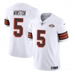 Men's Cleveland Browns #5 Jameis Winston White 1946 Collection Vapor Limited Football Stitched Jersey
