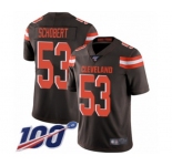 Men's Cleveland Browns #53 Joe Schobert Brown Team Color Vapor Untouchable Limited Player 100th Season Football Jersey