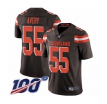 Men's Cleveland Browns #55 Genard Avery Brown Team Color Vapor Untouchable Limited Player 100th Season Football Jersey