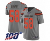 Men's Cleveland Browns #58 Christian Kirksey Limited Gray Inverted Legend 100th Season Football Jersey