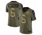 Men's Cleveland Browns #6 Baker Mayfield 2021 Olive Camo Salute To Service Limited Stitched Football Jersey