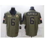 Men's Cleveland Browns #6 Baker Mayfield Nike Olive 2021 Salute To Service Limited Player Jersey