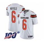 Men's Cleveland Browns #6 Baker Mayfield White 100th Season Vapor Untouchable Limited Player Football Jersey