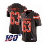 Men's Cleveland Browns #63 Austin Corbett Brown Team Color Vapor Untouchable Limited Player 100th Season Football Jersey