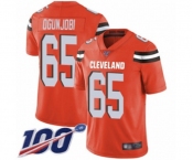 Men's Cleveland Browns #65 Larry Ogunjobi Orange Alternate Vapor Untouchable Limited Player 100th Season Football Jersey