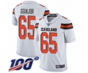 Men's Cleveland Browns #65 Larry Ogunjobi White Vapor Untouchable Limited Player 100th Season Football Jersey