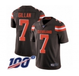 Men's Cleveland Browns #7 Jamie Gillan Brown Team Color Vapor Untouchable Limited Player 100th Season Football Jersey