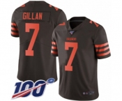 Men's Cleveland Browns #7 Jamie Gillan Limited Brown Rush Vapor Untouchable 100th Season Football Jersey