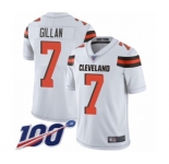 Men's Cleveland Browns #7 Jamie Gillan White Vapor Untouchable Limited Player 100th Season Football Jersey