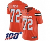 Men's Cleveland Browns #72 Eric Kush Orange Alternate Vapor Untouchable Limited Player 100th Season Football Jersey