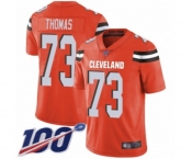 Men's Cleveland Browns #73 Joe Thomas Orange Alternate Vapor Untouchable Limited Player 100th Season Football Jersey